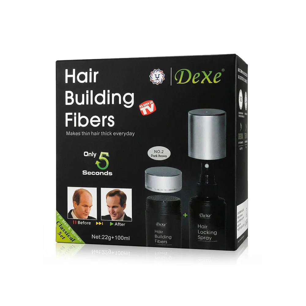Dexe Hair Building Fiber Classic set KIT (Black & Dark Brown) - Image 3