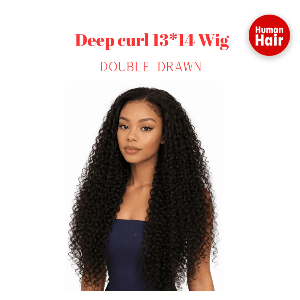 Dream Hair Deep curl 13*14 Wig Double Drawn 24 Human Hair :Natural Color