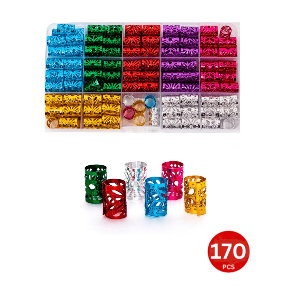 Dreamfix 170Pcs Hair Beads Vibrant Colors 7 Colors - Image 2