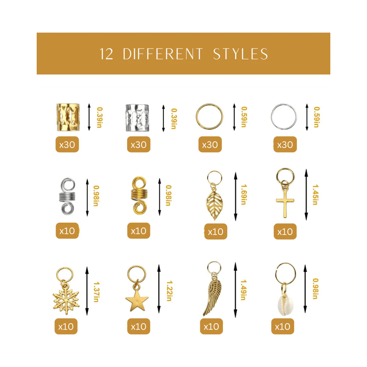 Dreamfix 200pcs Braiding Hair Rings 12 Style - Image 3
