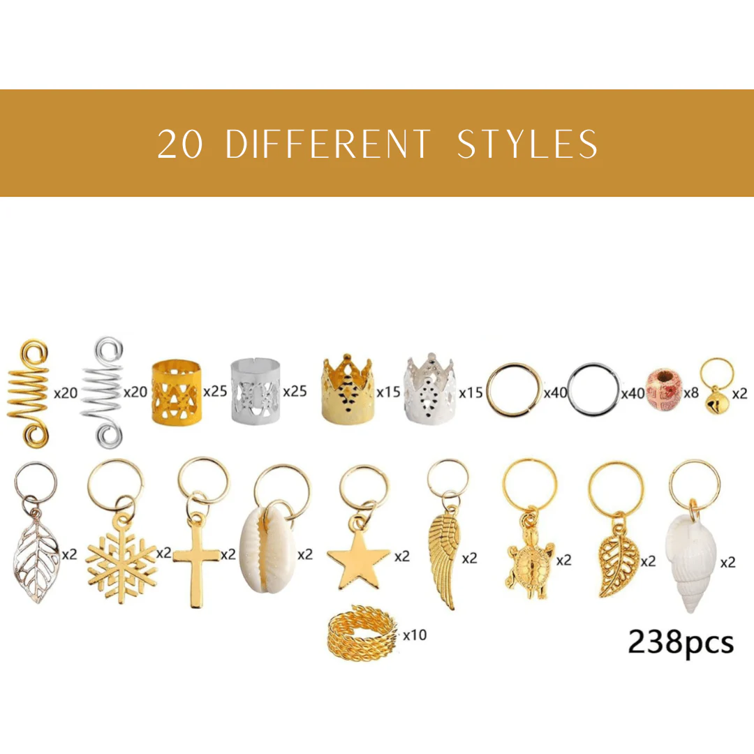 Dreamfix 238pcs Braiding Hair Rings 20 Styles - Image 4