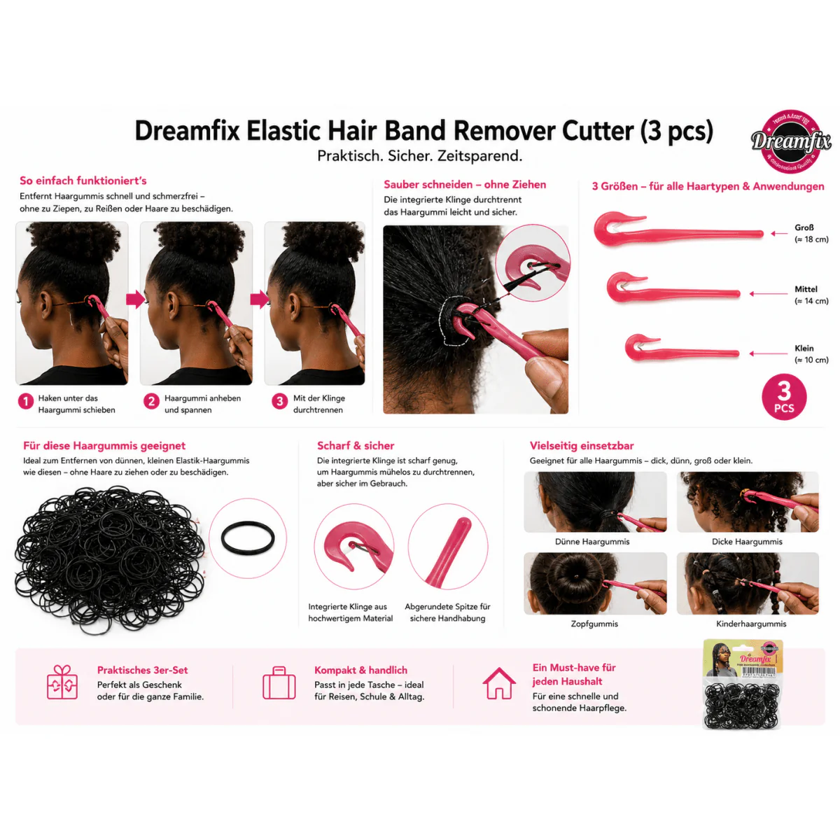 Dreamfix Elastic Hair band Remover Cutter (3 pcs) - Image 2
