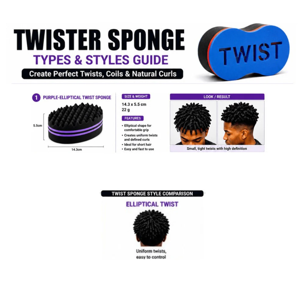Dreamfix Two-Sided Dreadlocks Foam Twist Sponge (Oval) Purple - Image 2