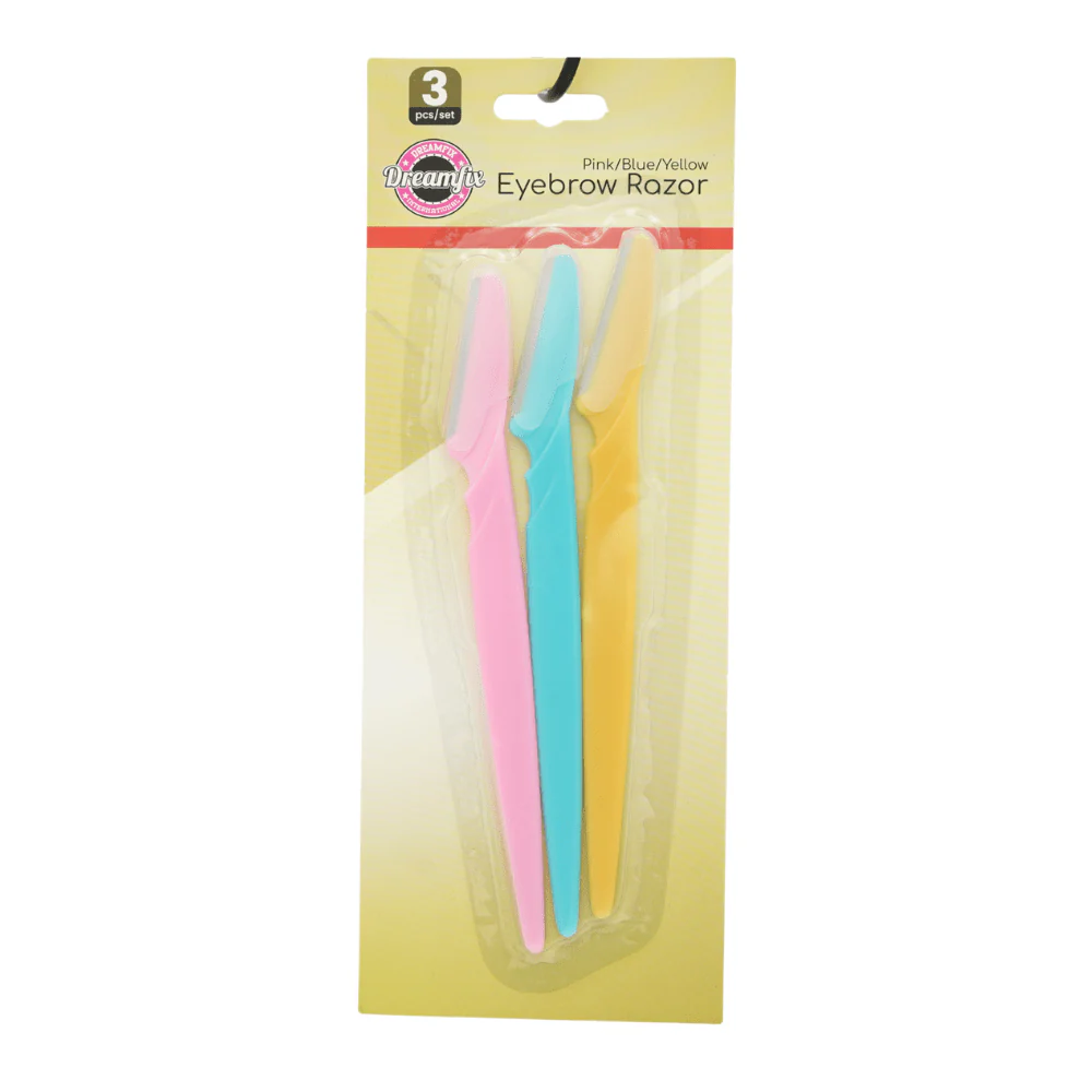 Dreamfix Eyebrow Razor Pack Pink/Blue/Yellow (3 pcs) - Image 2