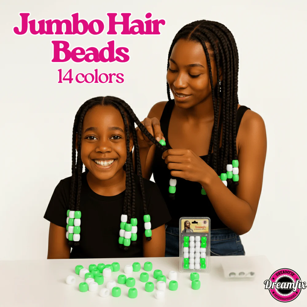 Dreamfix Large Hole Plastic Hair Beads Kids 24pcs