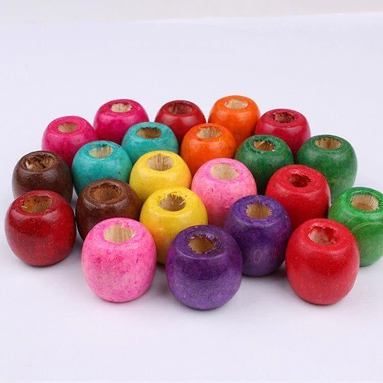 Dreamfix Painted Round Loose 7mm Large Wooden Beads 24pcs - Image 2