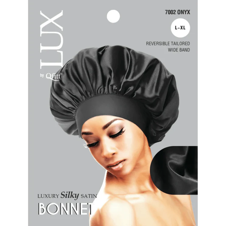 Qfitt LUX Silky Satin Bonnet -(XL & Jumbo) Onyx - Image 2